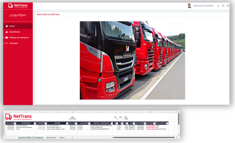 NetTrans - Software de Gestão de Transportes - portal do cliente Expedidor