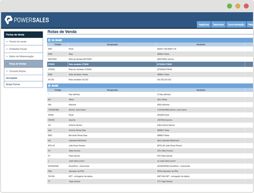 automação da força de vendas - pre-venda - auto-venda - rotas de vendas -, Planos de Visita e Contactos - integração com o seu ERP - powersales